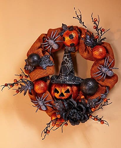 Halloween Wreath with Pumpkins and spiders