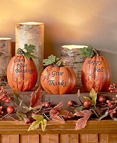 Set of 3 Harvest Pumpkins with fall inspired messages