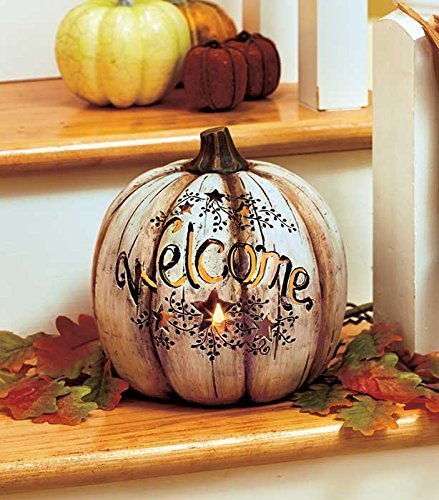 Lighted Country Welcome Pumpkin
