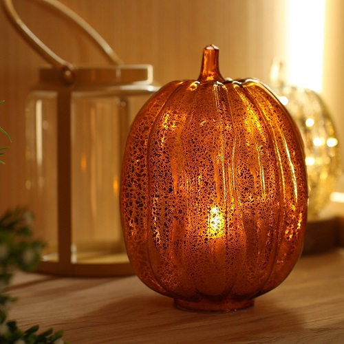 Pumpkin Lantern with Flameless Candle