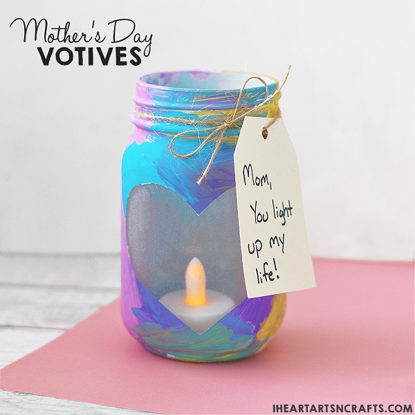 Beautiful mason jar mother's day votive DIY - Mother's Day Crafts for Preschoolers