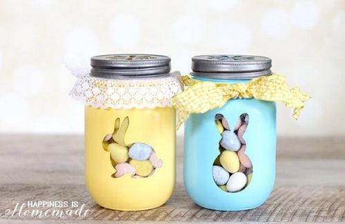Easter Bunny Treat Jars | Mason Jar Easter Crafts