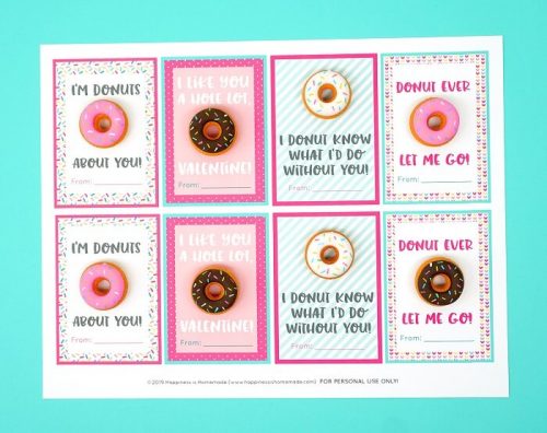 Printable Donut Valentine Cards - Valentine's Day Craft Ideas