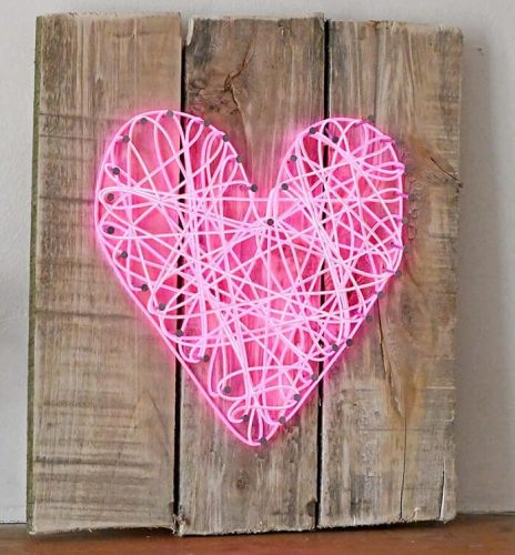 String Neon Heart Sign for Valentine’s Day - Valentine's Day Crafts for Adults