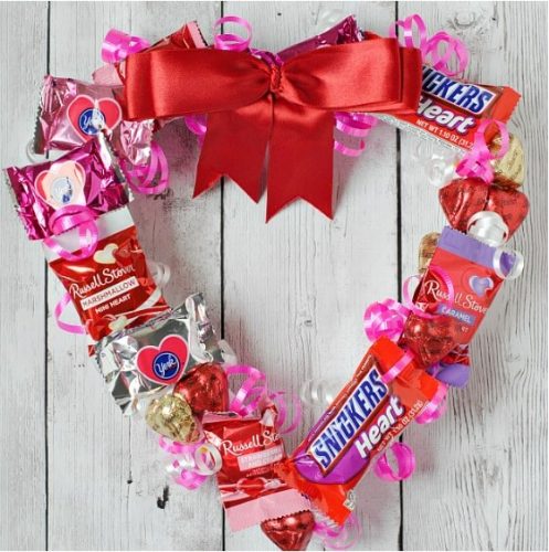 Valentine’s Candy Wreath - Valentine's Day Crafts for Adults