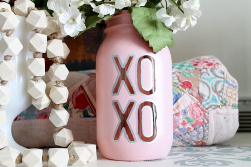 Valentine’s Day Mason Jar Vase - Valentine's day craft ideas for adults