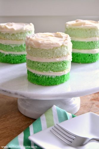 St. Patrick’s Day Mini Ombre Cakes - The Best St. Patrick's Day Dessert Recipes 