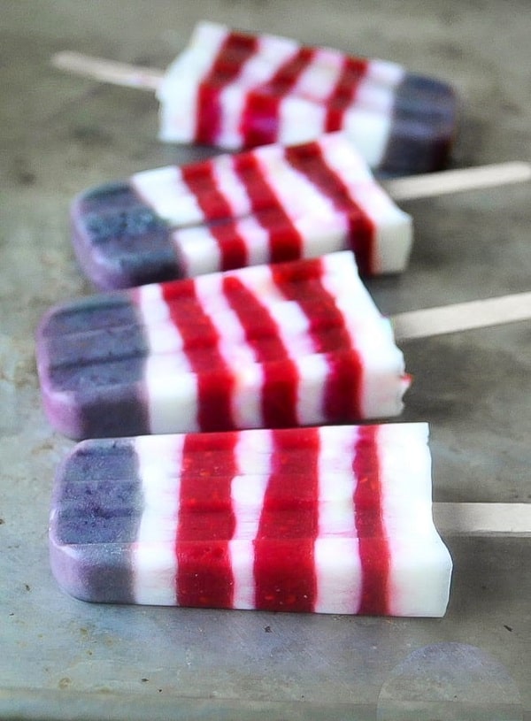 Red White and Blueberry Yogurt Popsicles