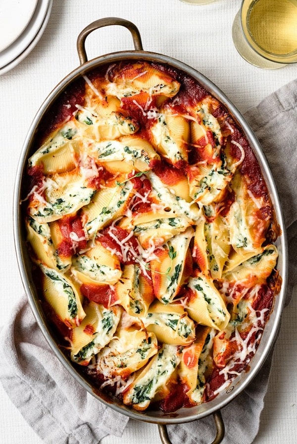 Spinach and Cheese Stuffed Shells Recipe - Vegetarian Pasta Recipes