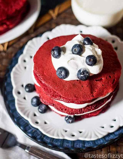 Cake Mix Pancakes for July 4th
