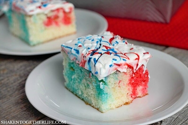 Red, White & Blue Poke Cake - Patriotic Dessert Ideas