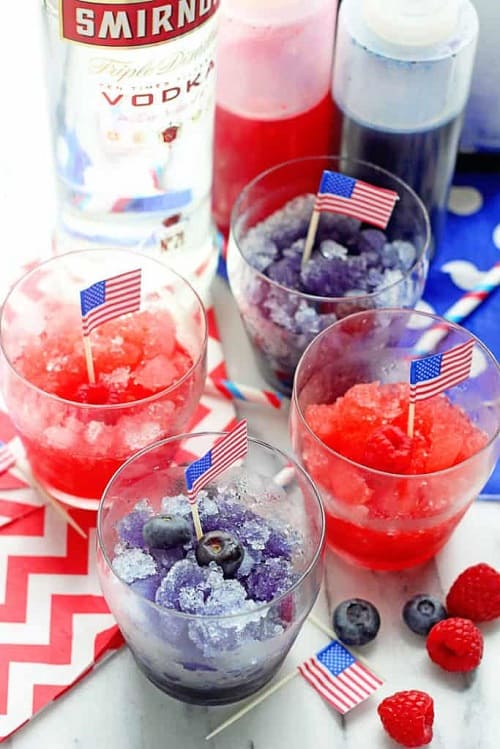 Red and Blue Spiked Snow Cones | 4th of July Drink Recipes | 4th of July Cocktail Recipes with Alcohol